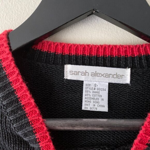 Vintage Sarah Alexander Holiday Wreath Teddy Ramie Cotton Blend Knit Sweater - Picture 3 of 10